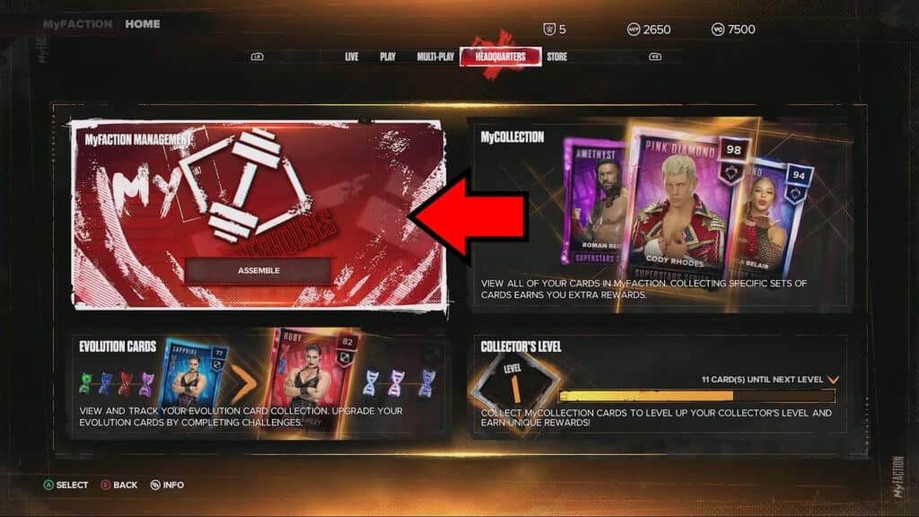 MyFACTION Management option