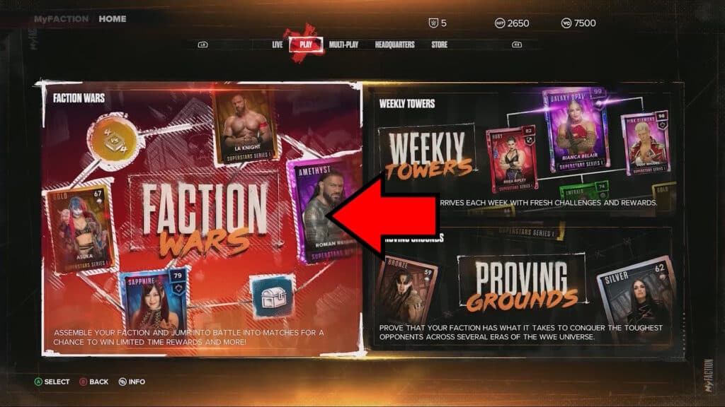 Faction Wars selection