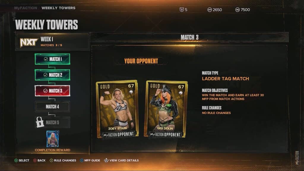 Example of a Weekly Towers match