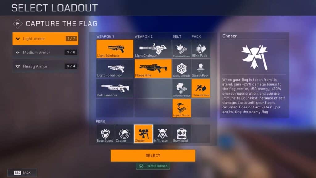 Chaser perk