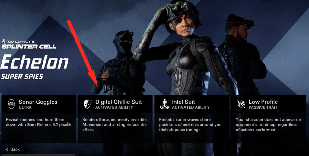 The Echelon class in XDefiant, with the Digital Ghillie Suit ability highlighted.