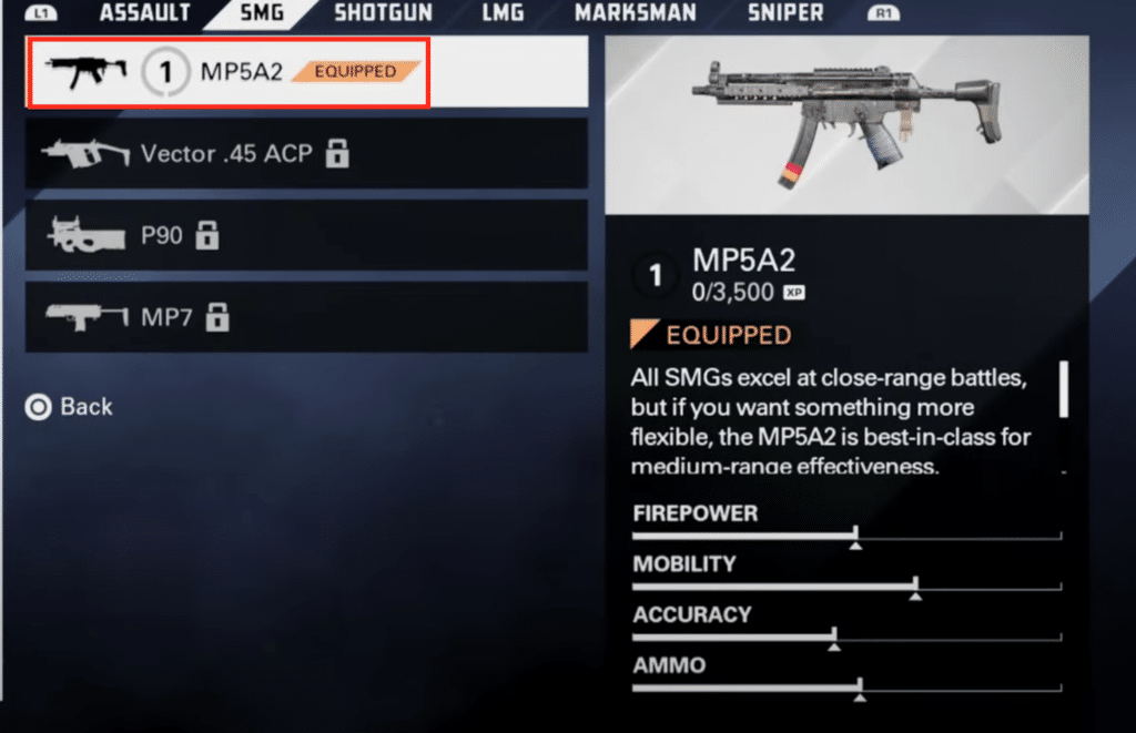The MP5A2 SMG is unlocked by default for all players.