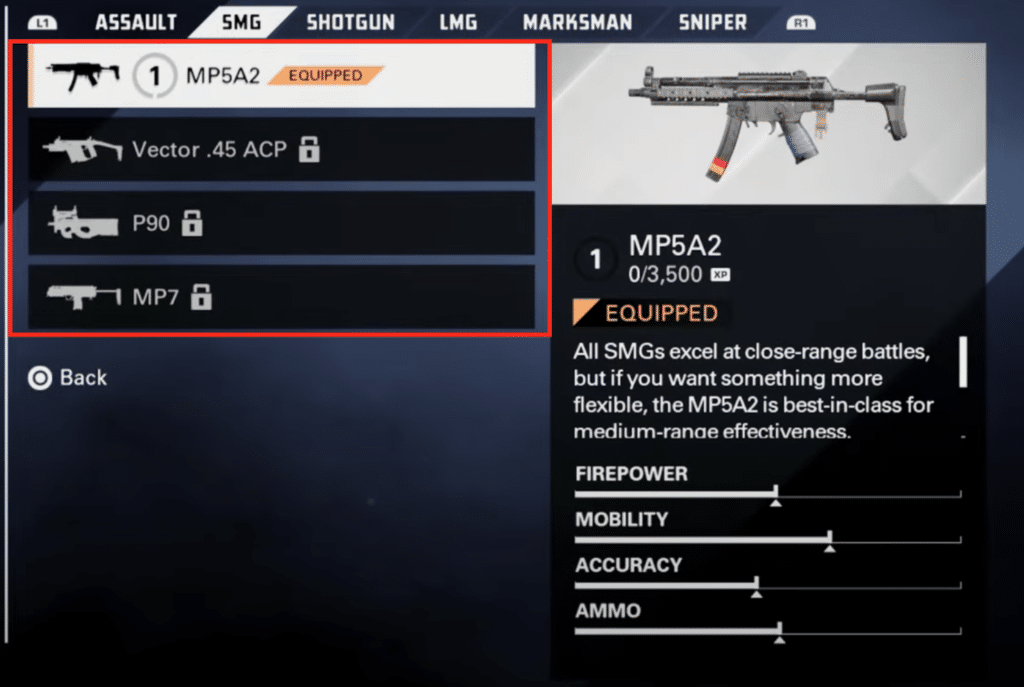 The MP5A2 SMG. You can find all the SMGs in the weapon selection menu.