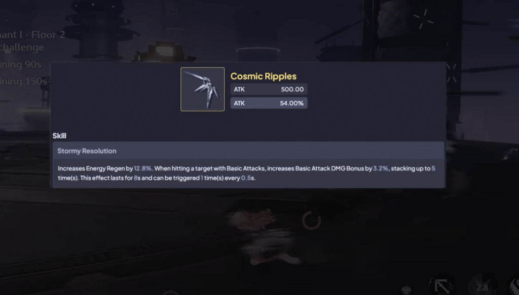 The Cosmic Ripples weapon item description