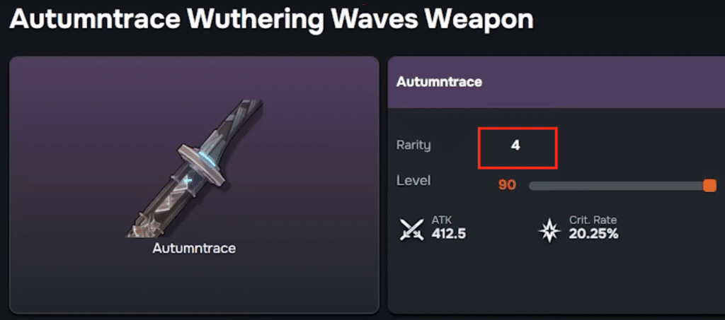 The Autumntrace weapon with the rarity on the weapon displayed.