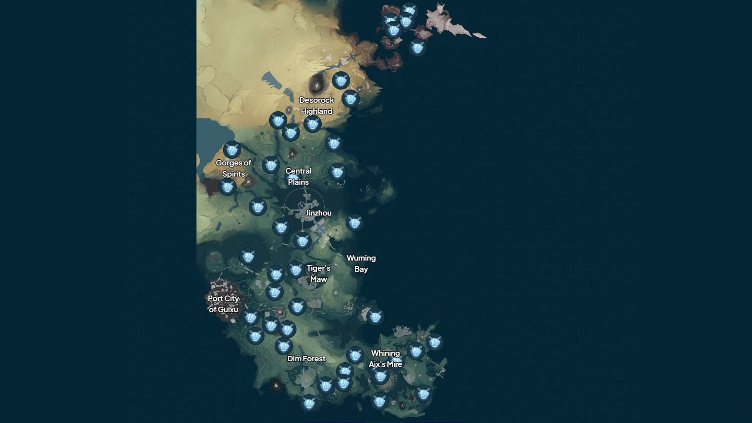A map of all Blobflies in Wuthering Waves