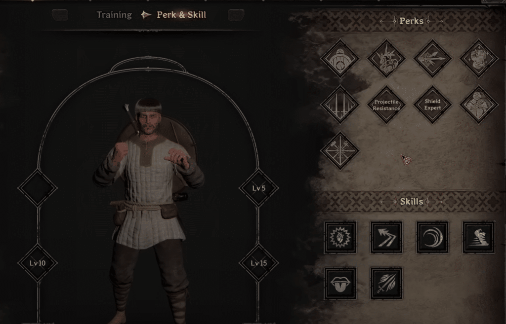 The overview of the Fighter class showcasing the different Perks and Skills you can equip