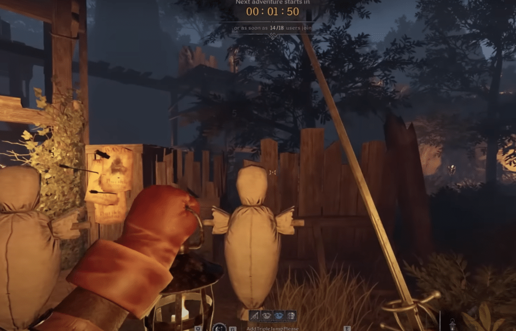 Playing as a Rogue, with a Rapier in one hand and a lantern in the other.