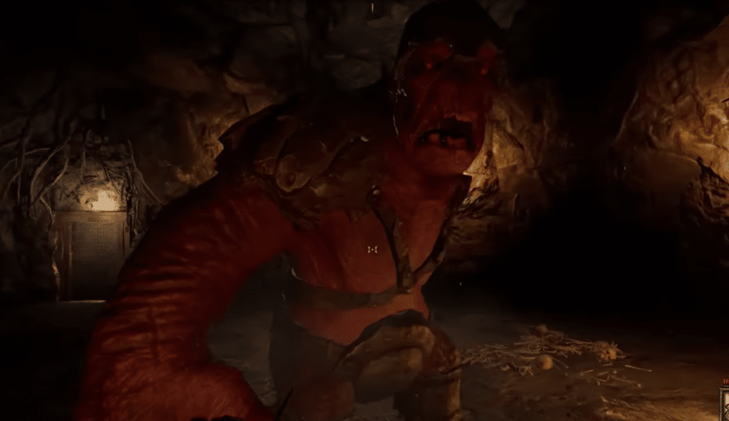 The Cave Troll performing an attack.