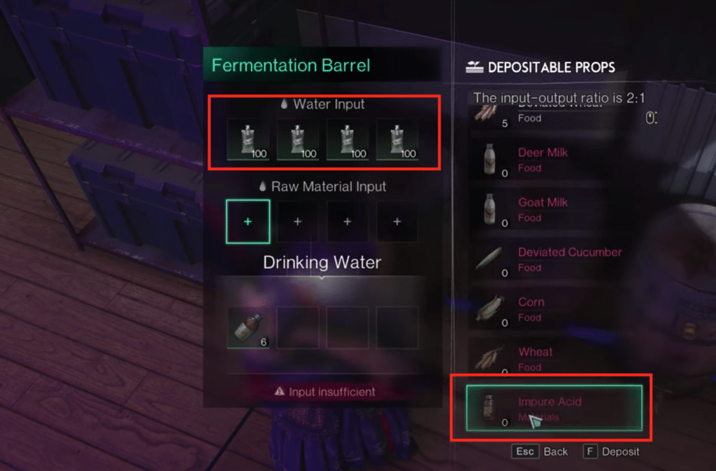 you can mix purified water with Impure Acid to get yourself some Acid.