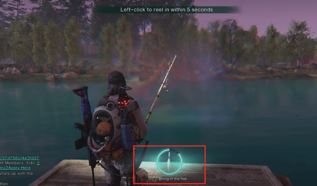 The blue indicator at the bottom of your screen will tell you when a fish is caught on your hook.