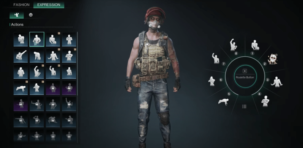 You can set emotes through the Cosmetics section from your menu