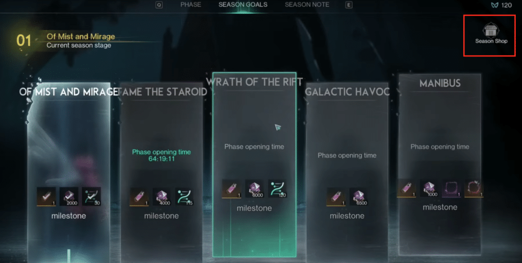 Click on the Event Shop icon to access the shop.