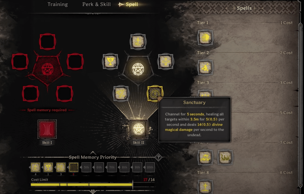 You can choose which spells to take with you into a dungen.