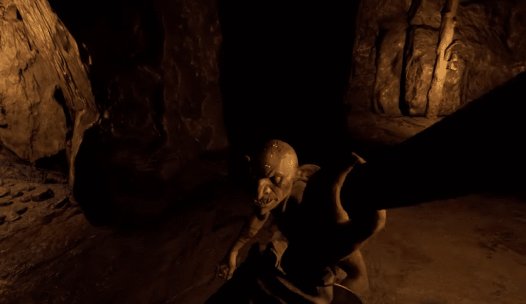 Performing a basic attack with an axe on a goblin