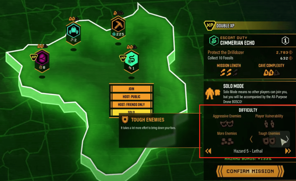 You can alter the difficulty to your liking before going into a mission.