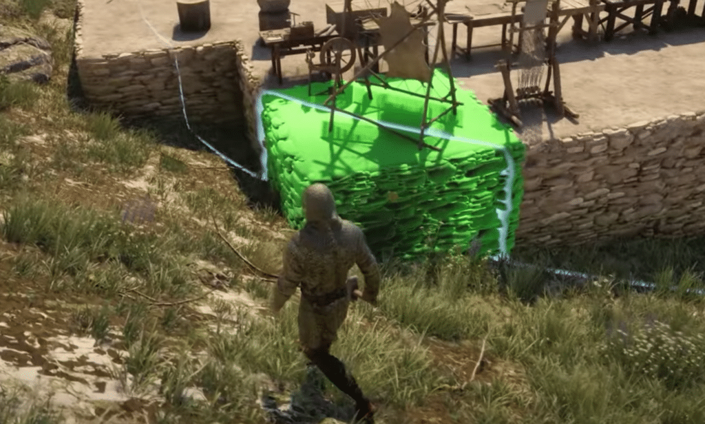 when building, a green highlight will show you that you can build at that certain location.