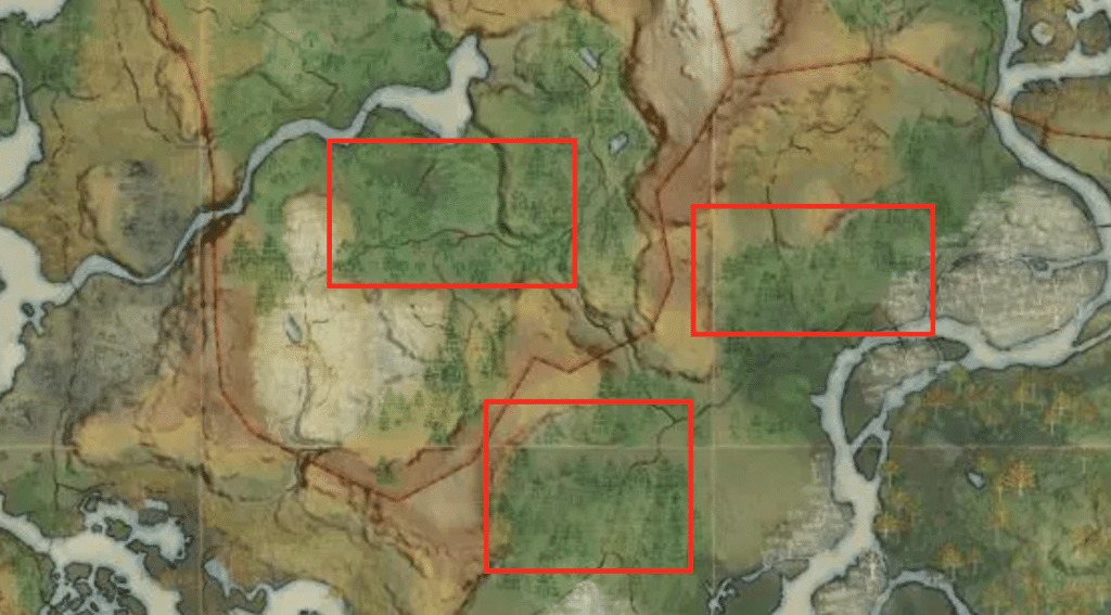 Map locations for where you can find spawnpoints for creatures like direwolves, grand old boars, and growlers.