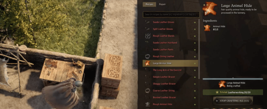 You can use Animal Hide to craft other items