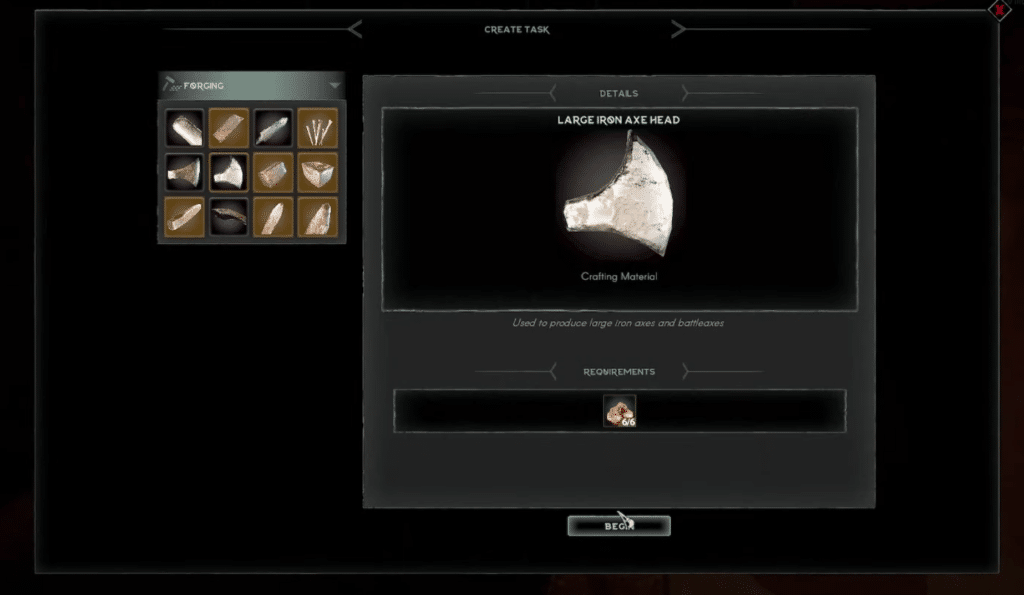 You can select the item you want to craft from the Create Task area of the forge.