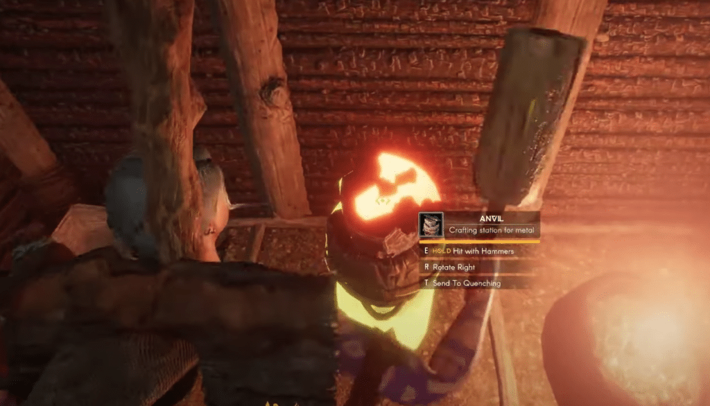 Hitting a forged item with a hammer on the Anvil to remove Slag from it.