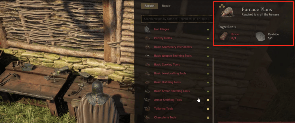Furnace Plans recipe