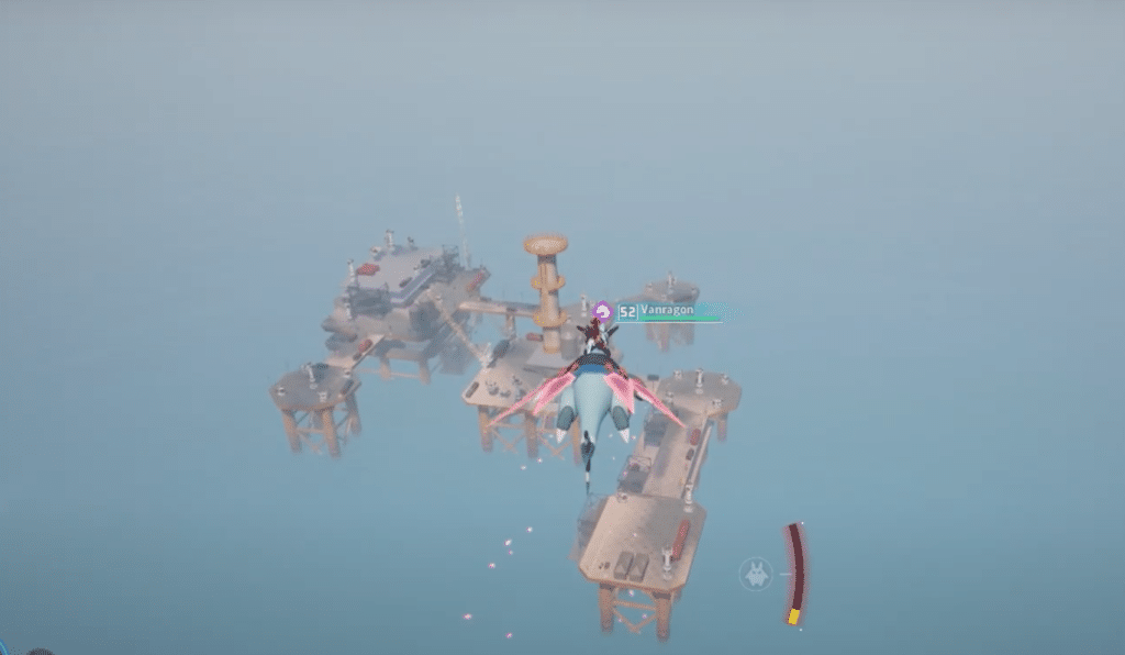 Using a flying Pal to get to the Oil RIg.