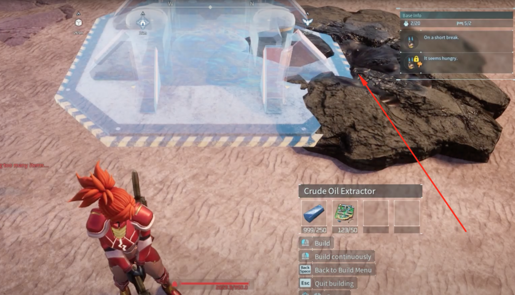 placing an extractor on top of an oil node