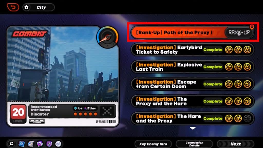 Rank-Up Path of the Proxy I commission