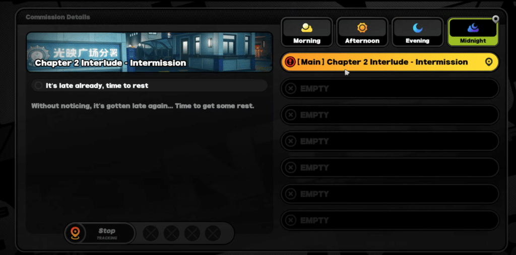 The game telling you to sleep during the Chapter 2 Interlude.