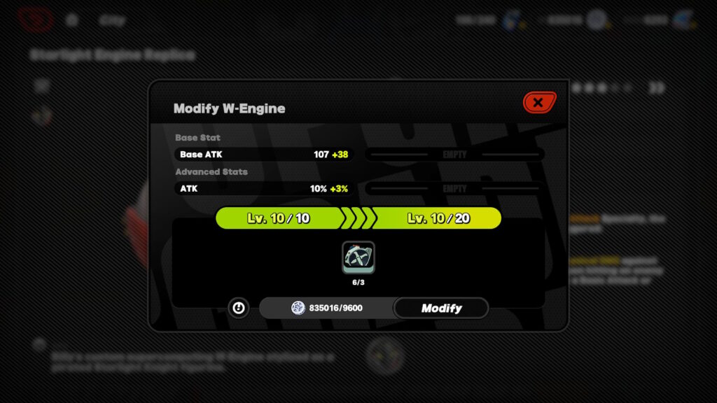 Modifying a W-Engine to increase the level cap