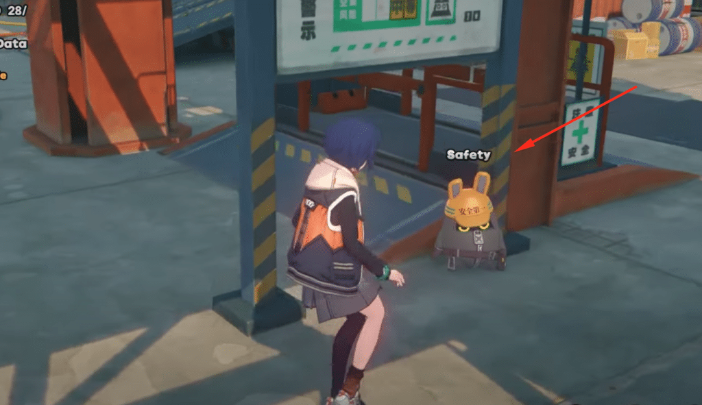 safety bangboo standing below a sign