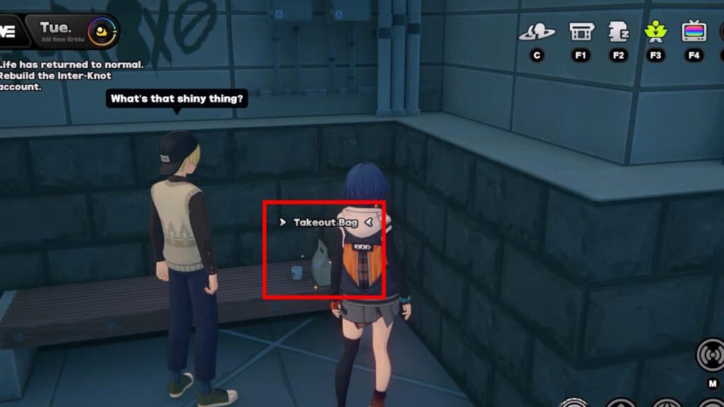 Takeout Bag location