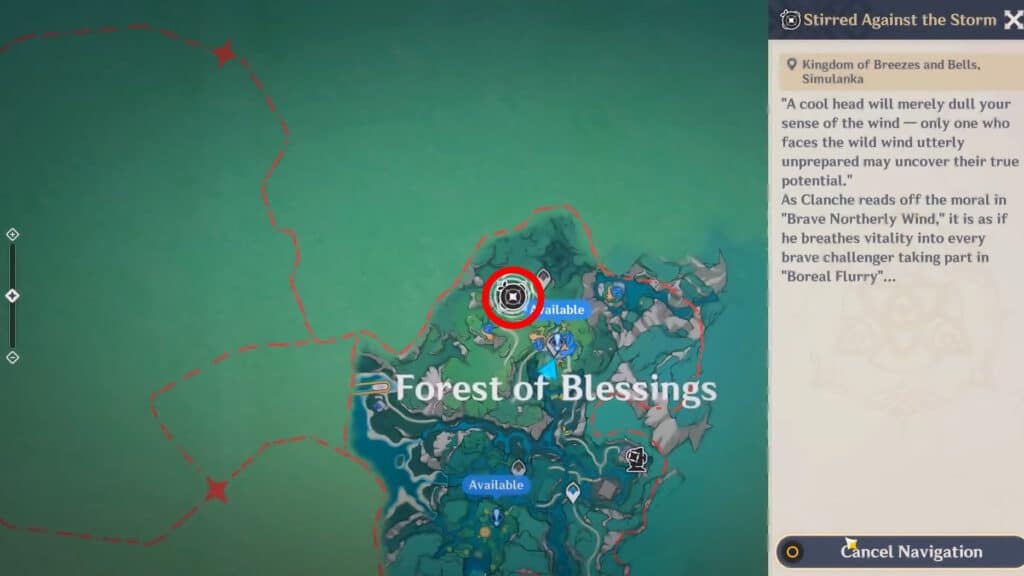 Genshin Impact: Stirred Against the Storm Location