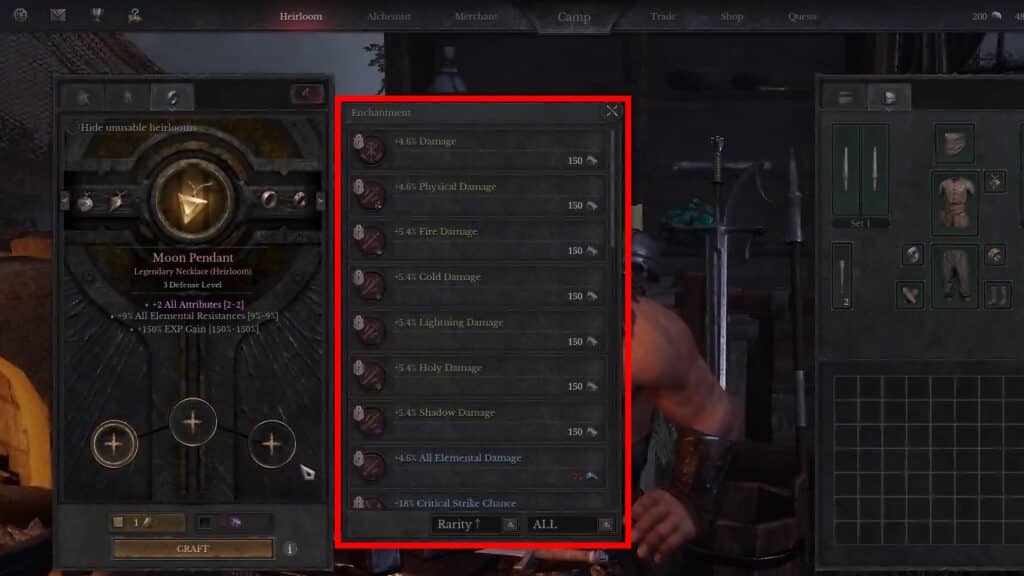 Enchantment Menu