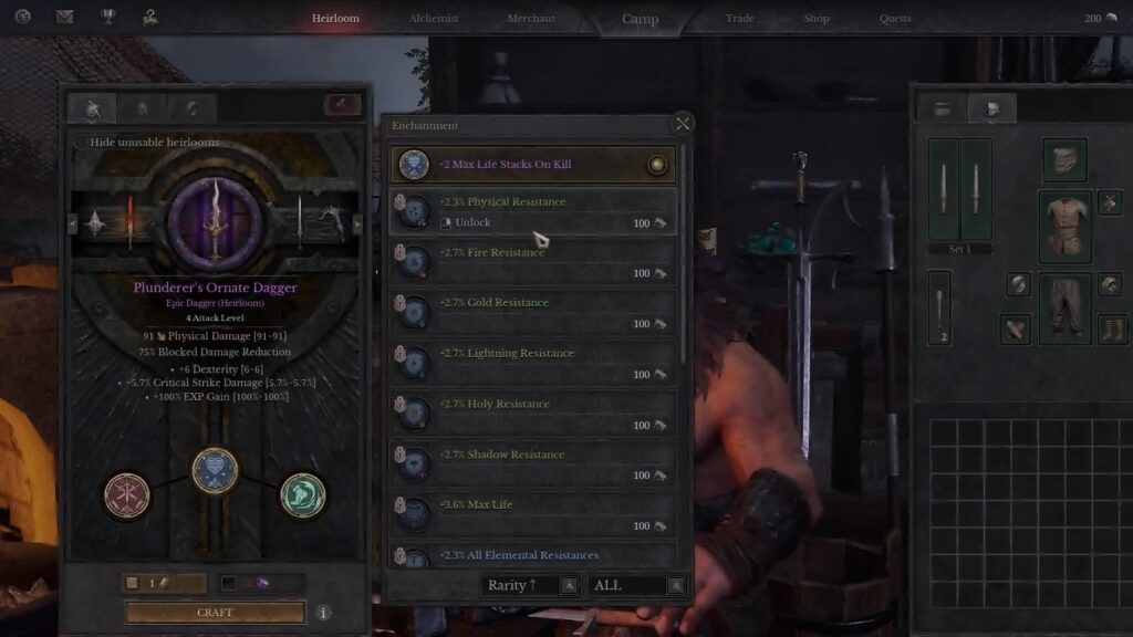 Enchantment Menu Example
