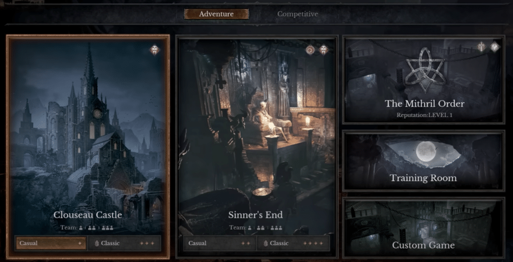 The maps and game modes in Dungeonborne.