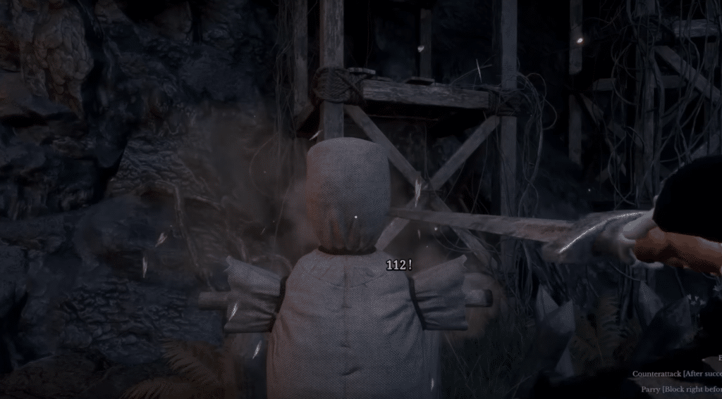 Testing a weapon vs a training dummy