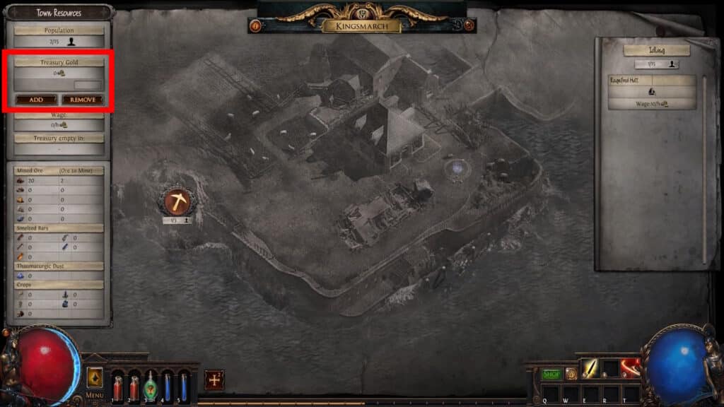 Treasury Gold and Add button