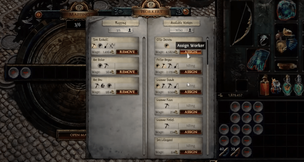Assigning Workers to mapping will earn you passive loot.