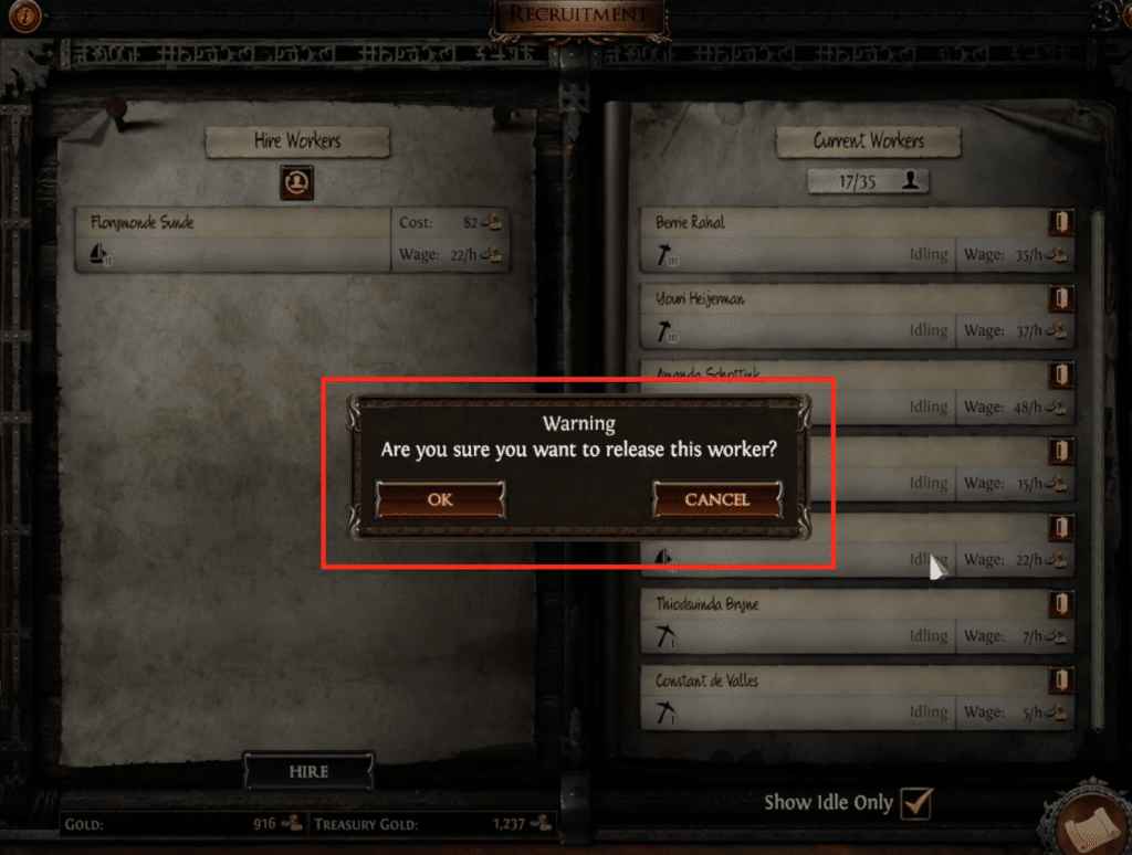 Warning you get when releasing a worker.