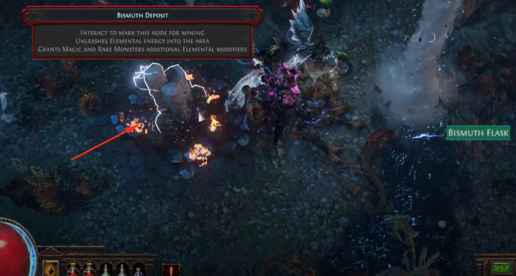 Bismuth Deposit in Path of Exile.