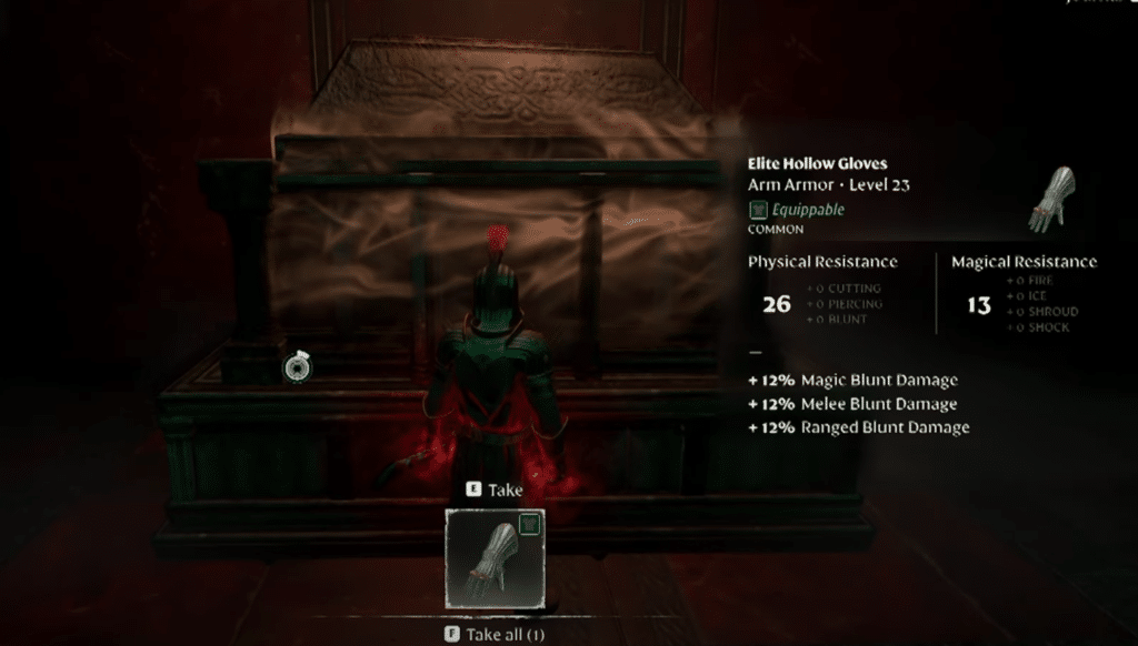 the gloves inside a chest