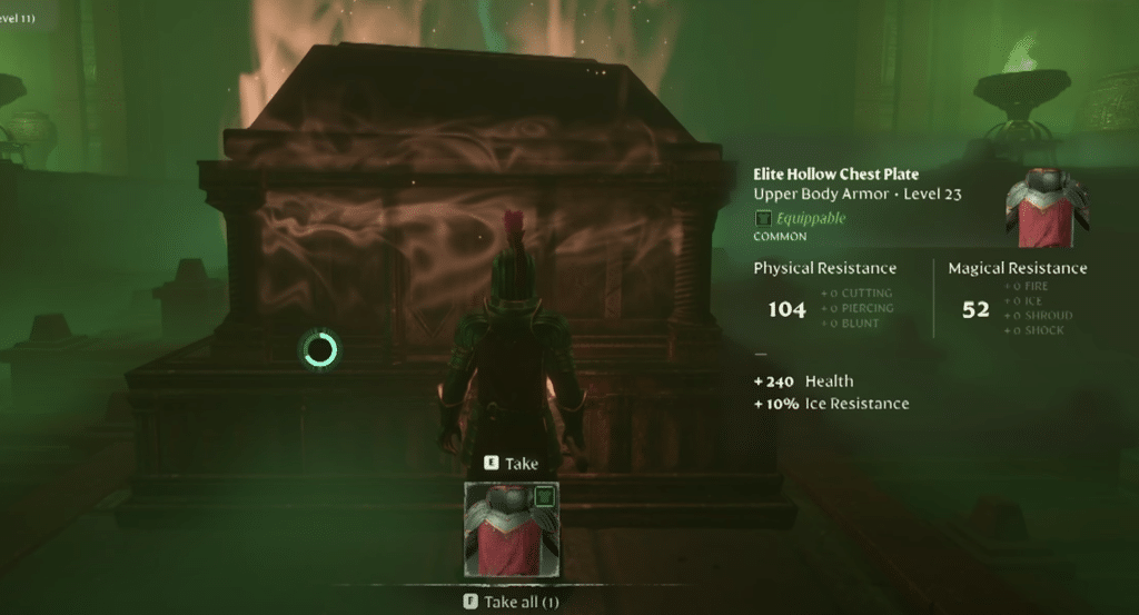 chest containing the chest plate