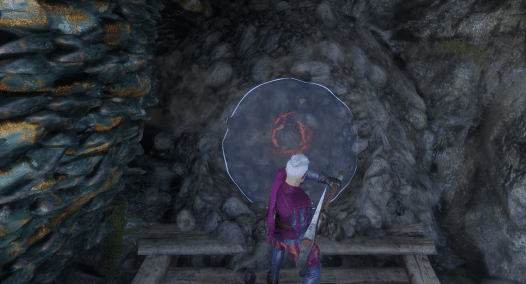 hitting the rubble with your pickaxe