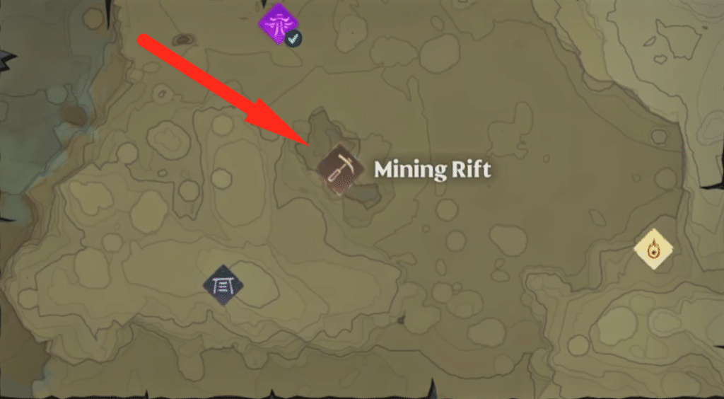 map location for the larger Sea Lily Fossil