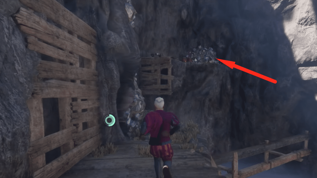The fossil is burried within the marked deposit