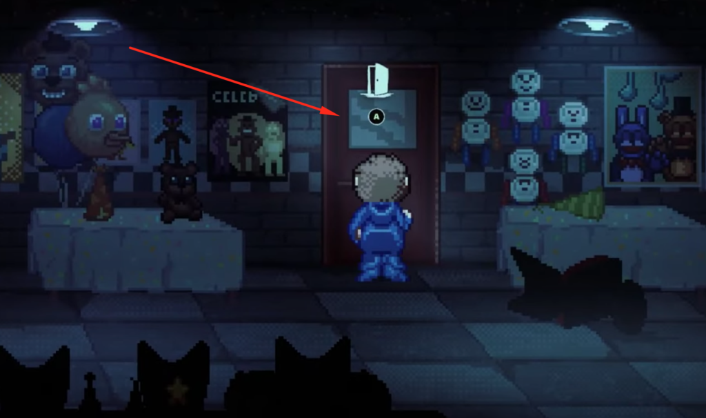 The red door found between the 2 party tables.