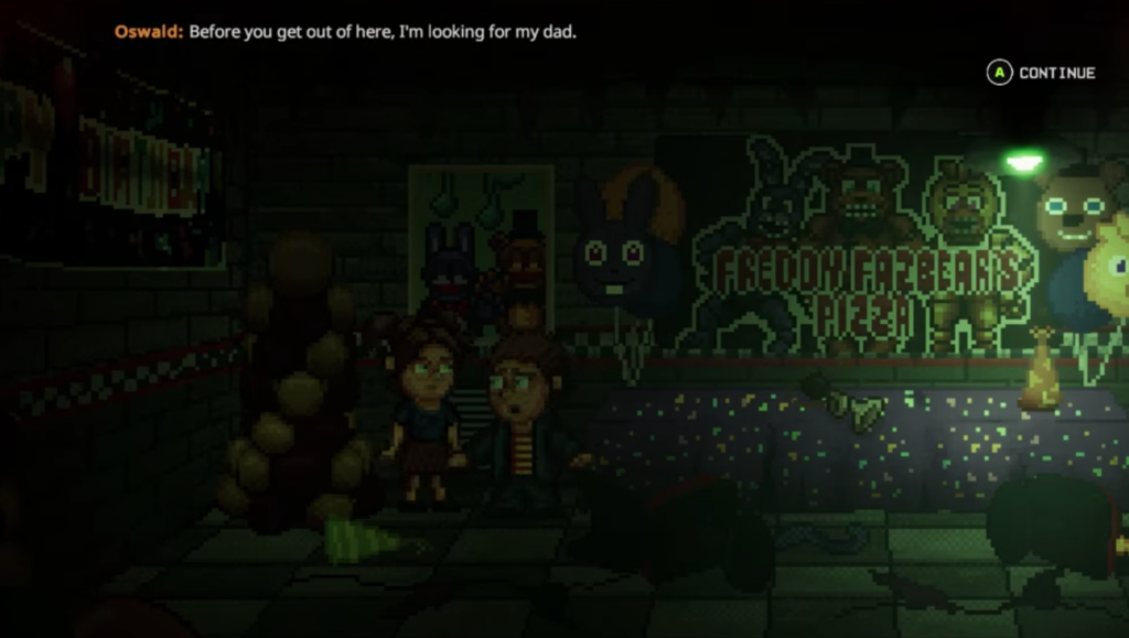 Talking to the girl inside the Party Room.