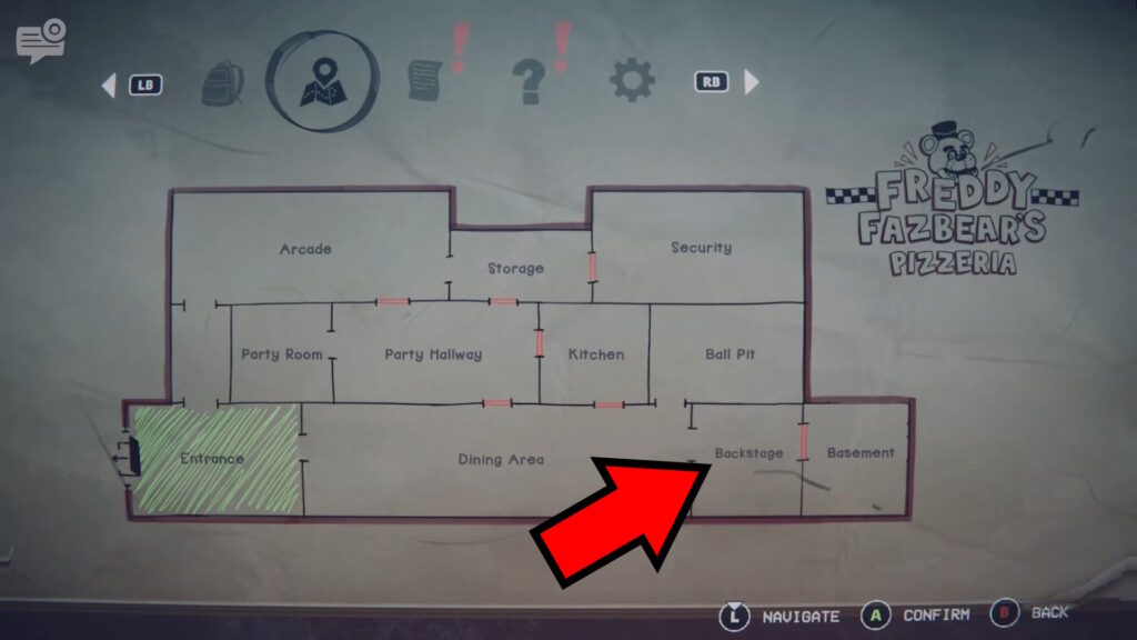 Freddy Fazbear's Pizzeria Map - Backstage